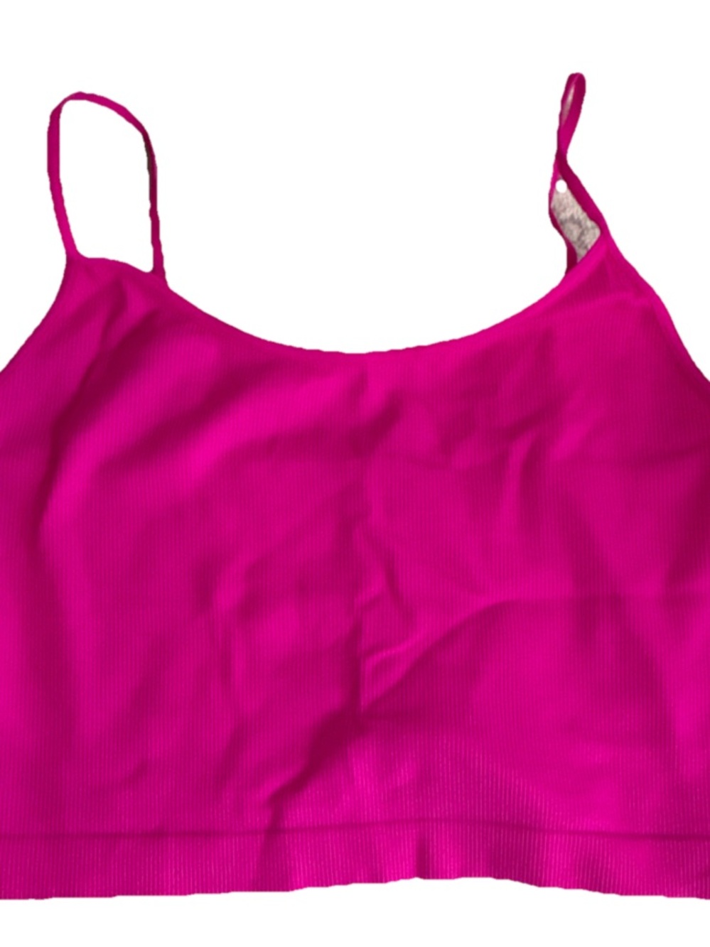 Bright Fuchsia Ribbed Cami Cropped Tank Top